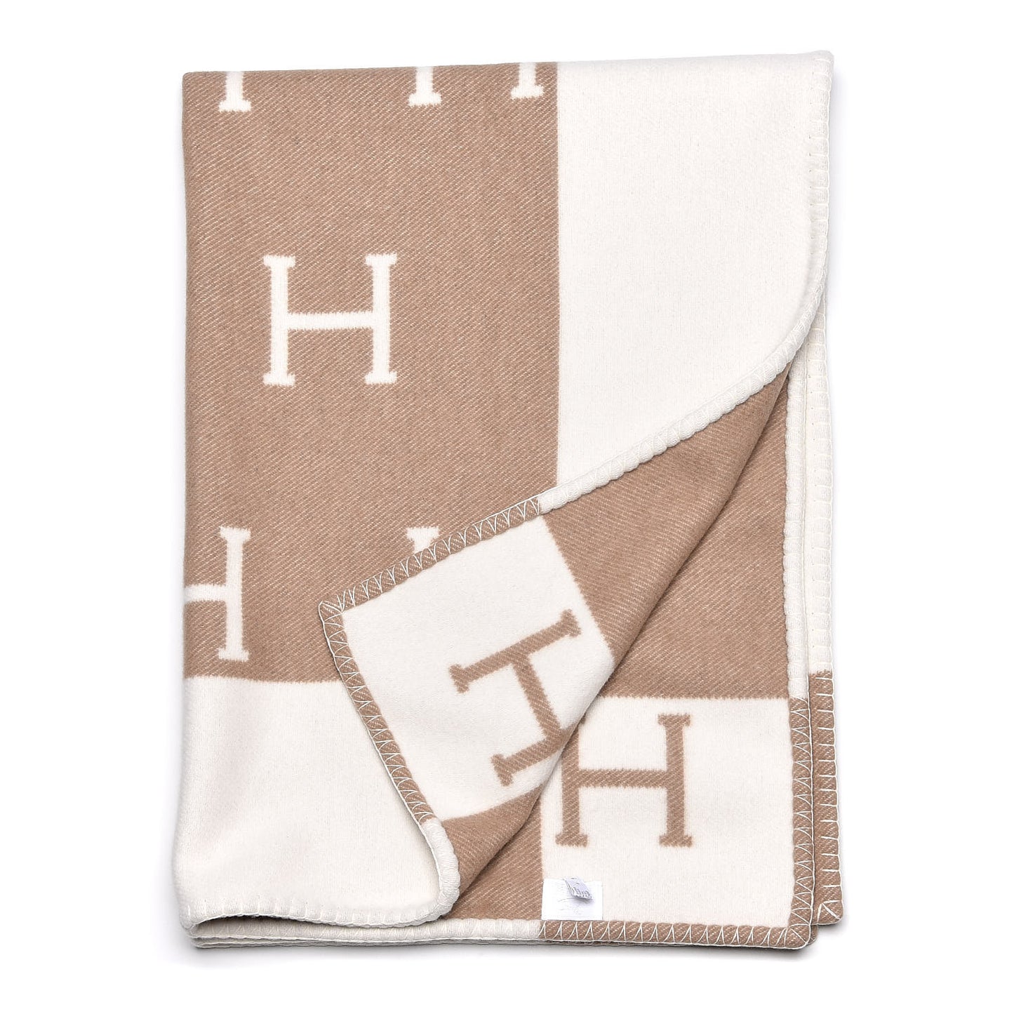 Wool Cashmere Avalon Baby Blanket Noisette Moyen White