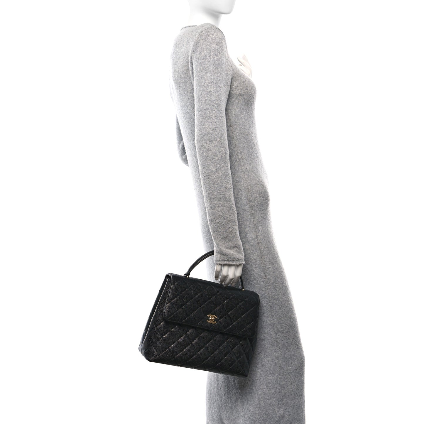 Caviar Quilted Jumbo Kelly Flap Black