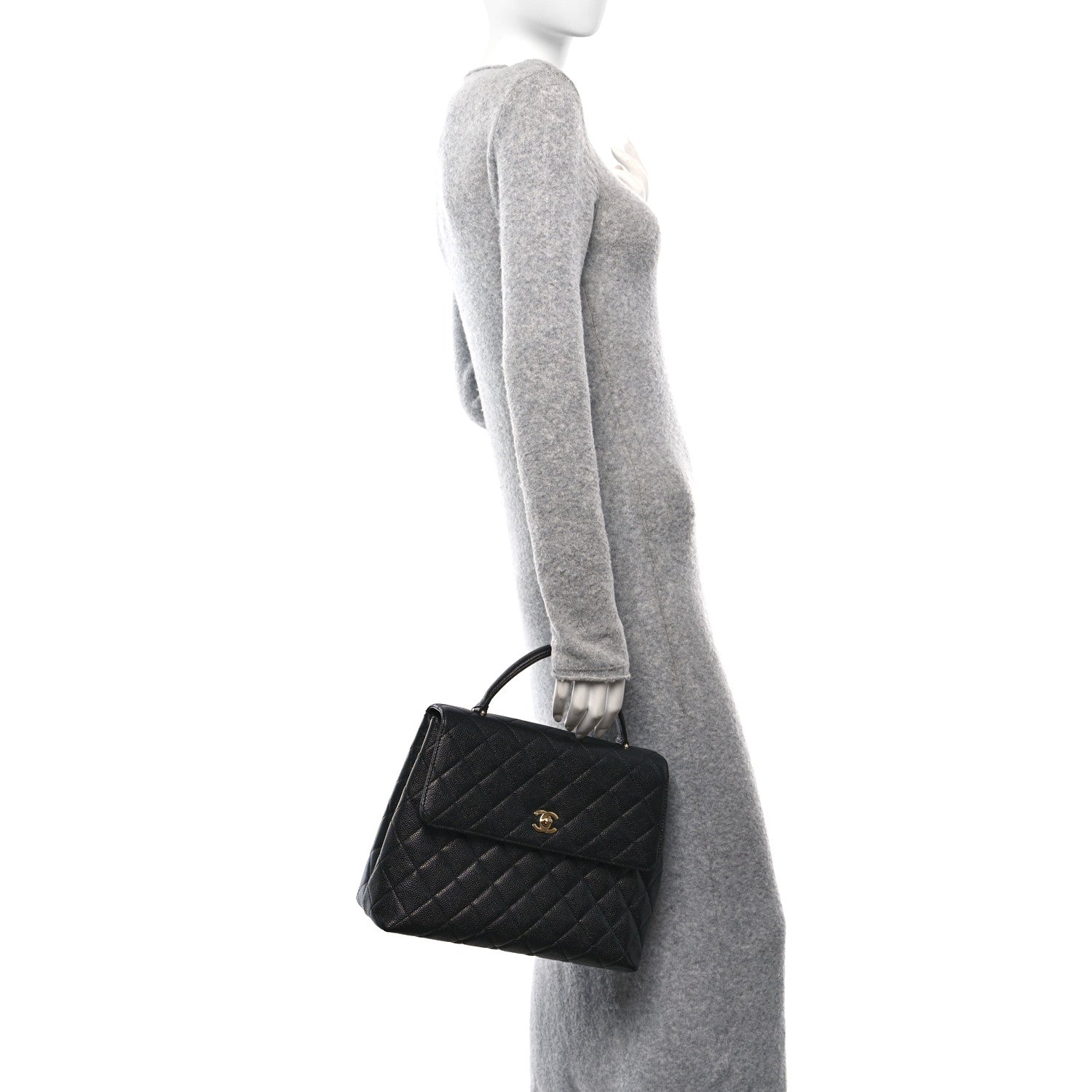 Chanel Caviar Quilted Jumbo Kelly Flap Black 2 of 12