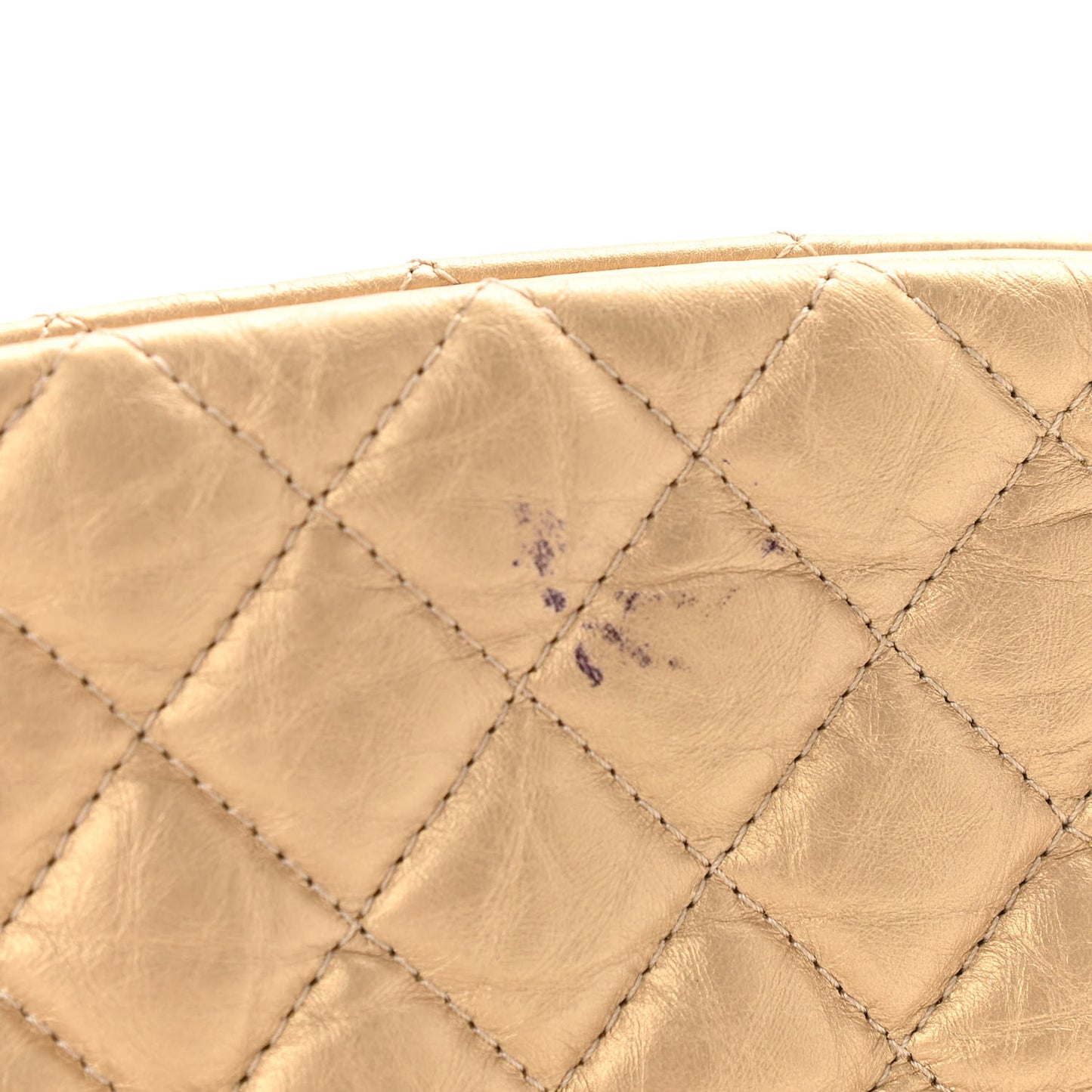 Metallic Aged Calfskin Quilted Medium Just Mademoiselle Gold