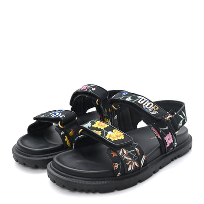 Christian Dior Technical Fabric Petites Fleurs Print Dioract Sandals 40 Black Multicolor 4 of 11