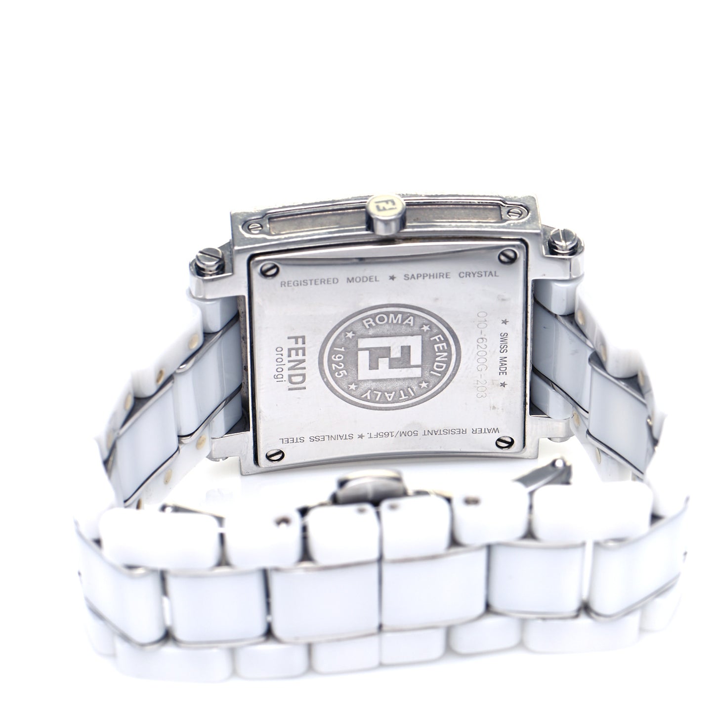 Stainless Steel Ceramic Diamond Dial 30mm Quadro Quartz Watch White