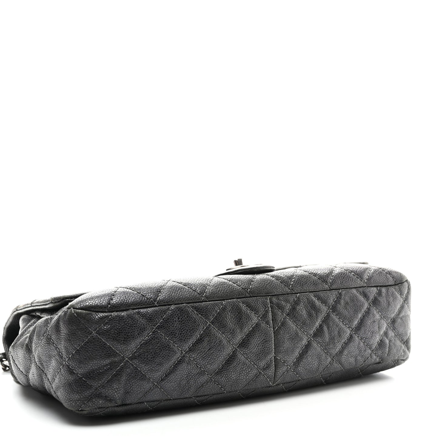 Iridescent Caviar Quilted Jumbo Easy Flap Grey