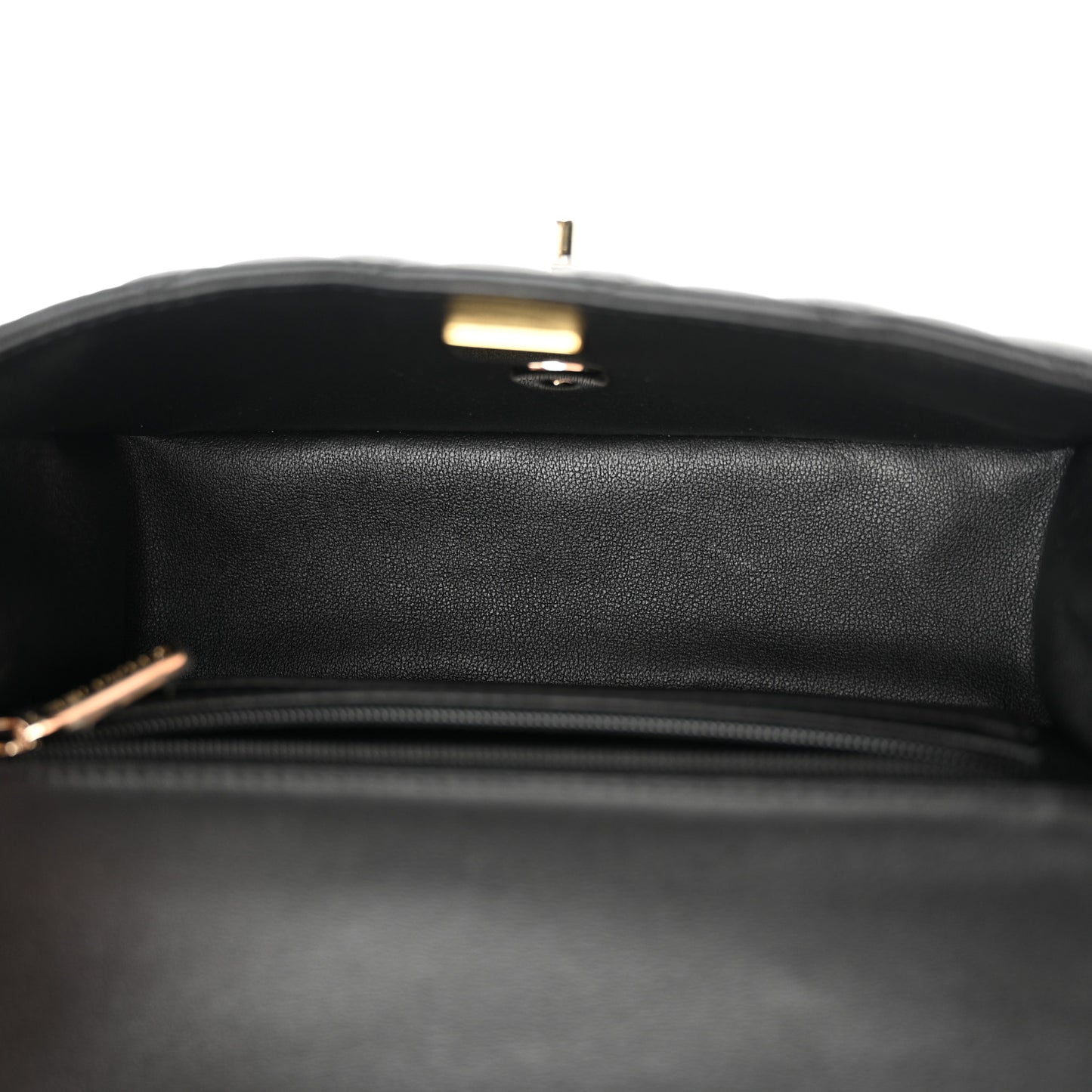 Lambskin Quilted Mini Top Handle Rectangular Flap Black