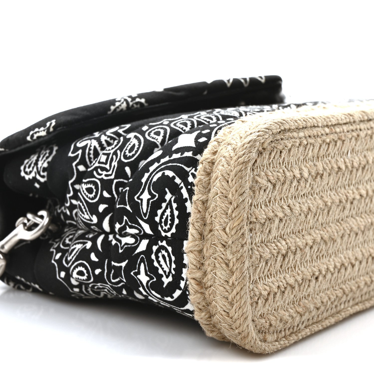 Saint Laurent Cotton Bandana Y Quilted Monogram Toy Loulou Crossbody Bag Black White 10 of 12