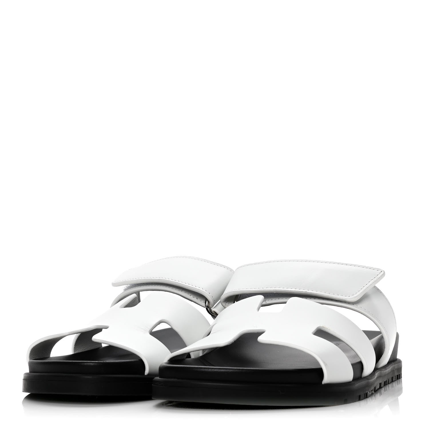 Hermes Calfskin Womens Chypre Sandals 37 White 3 of 11