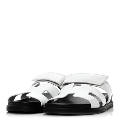 Hermes Calfskin Womens Chypre Sandals 37 White 3 of 11