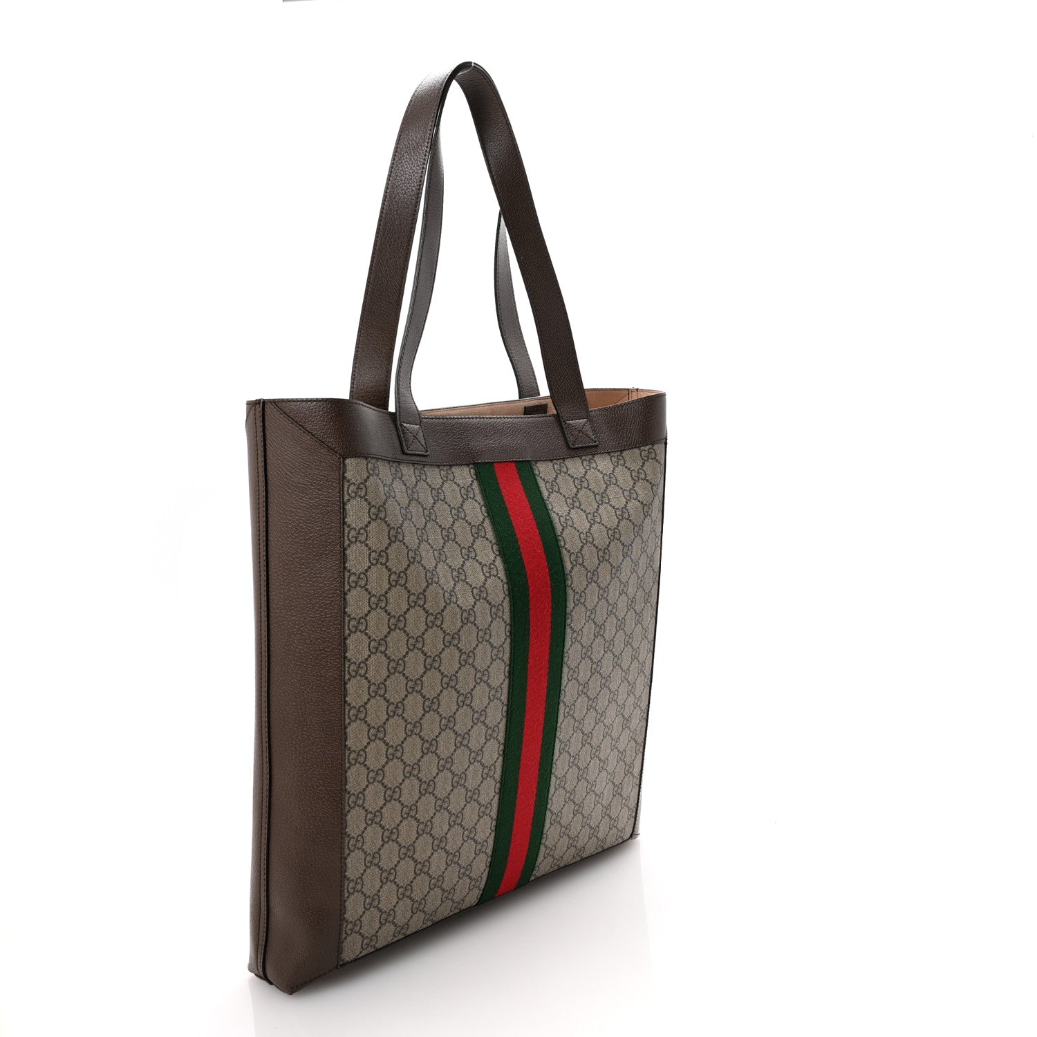 Gucci GG Supreme Monogram Web Large Ophidia Vertical Shopping Tote Brown 3 of 10