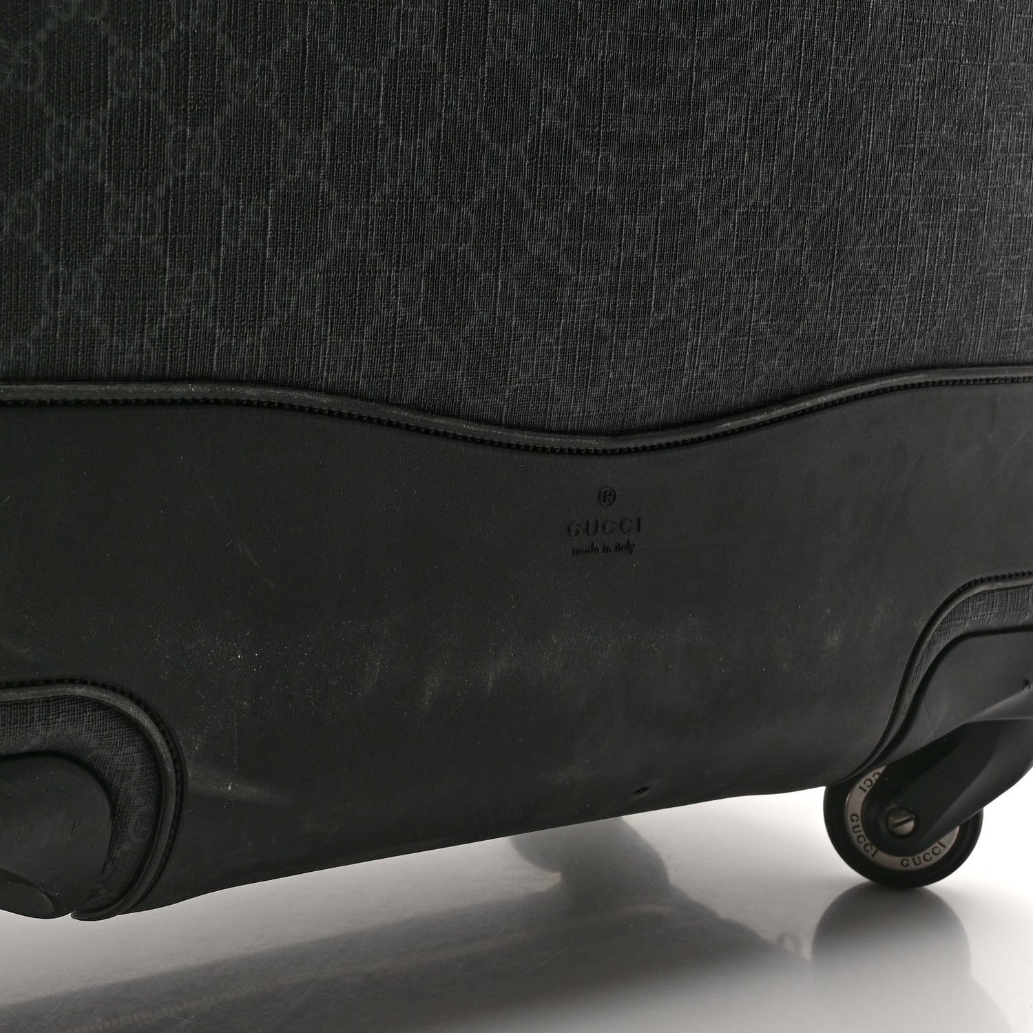 Gucci GG Supreme Monogram Large Four Wheel Suitcase Black Grey 10 of 14
