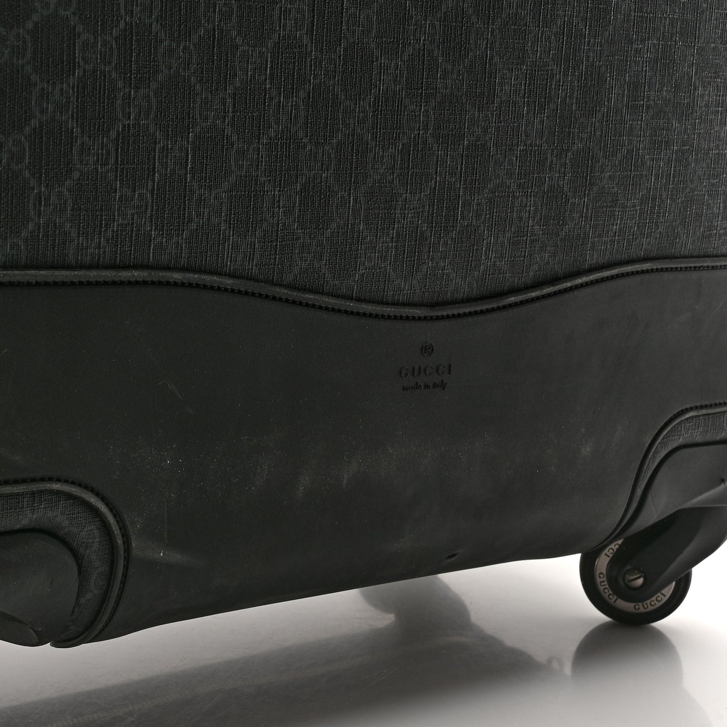 GG Supreme Monogram Large Four Wheel Suitcase Black Grey