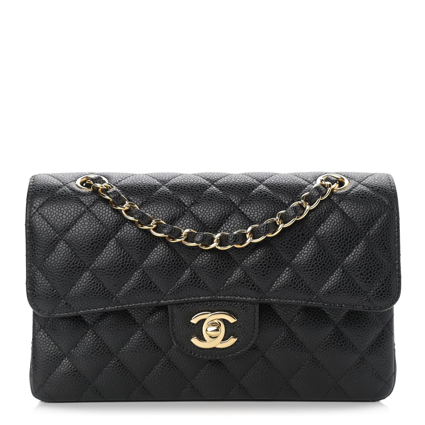 Caviar Quilted Small Double Flap Black