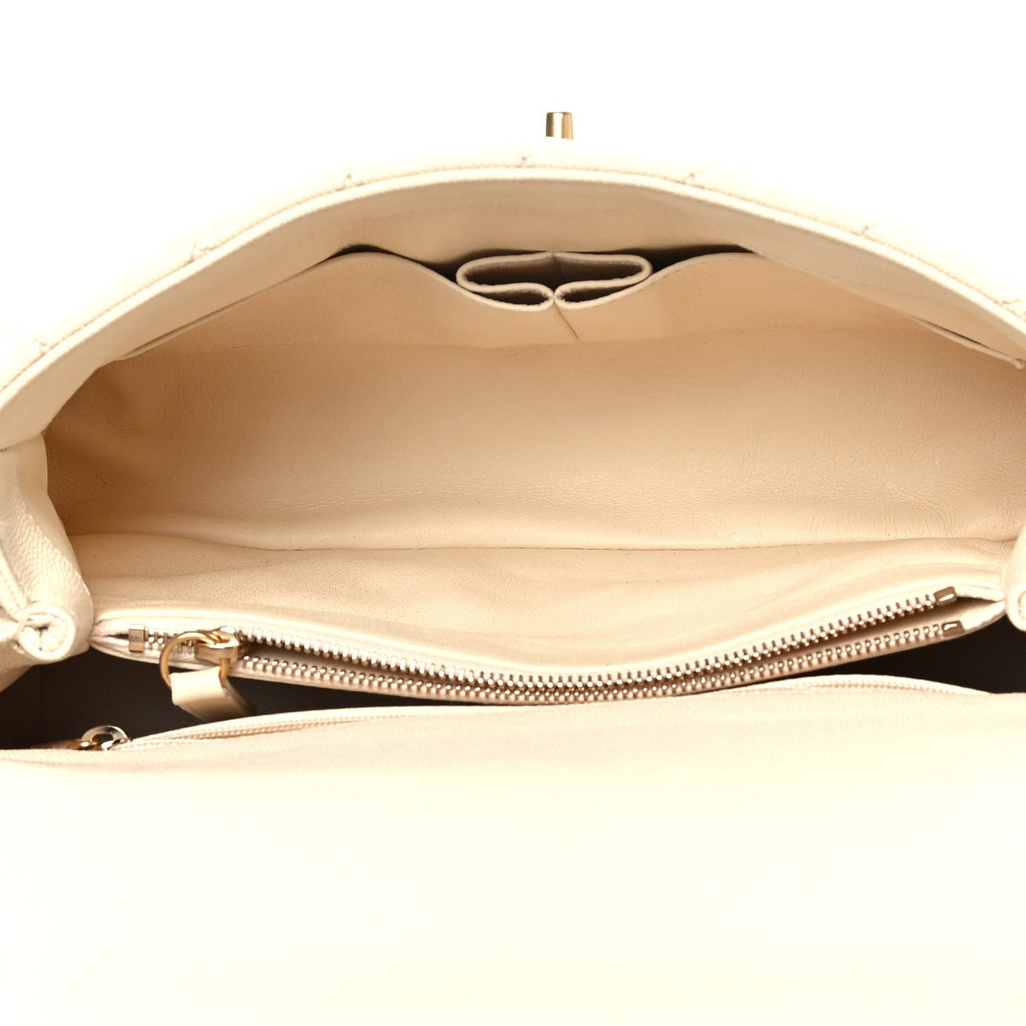 Caviar Lizard Quilted Small Coco Handle Flap Ivory