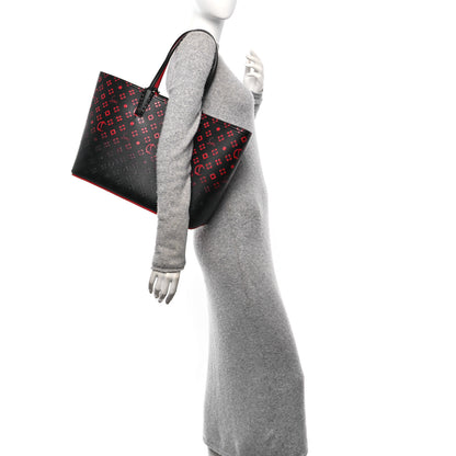 Christian Louboutin Perforated Calfskin Degrade Loubinthesky East West Cabata Tote Black Red 2 of 11