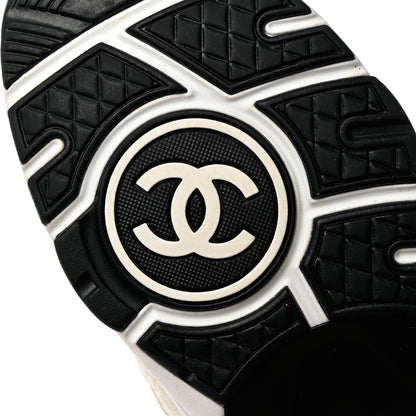 Chanel Mesh Suede Calfskin Grained Calfskin Womens CC Sneakers 38 White Black 8 of 8