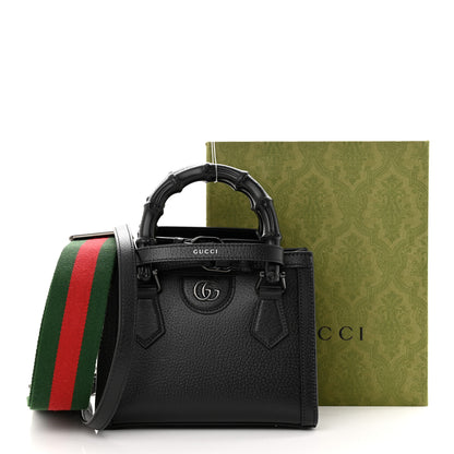 Gucci Textured Dollar Calfskin Web Monochrome Mini Diana Tote Bag Black 11 of 11