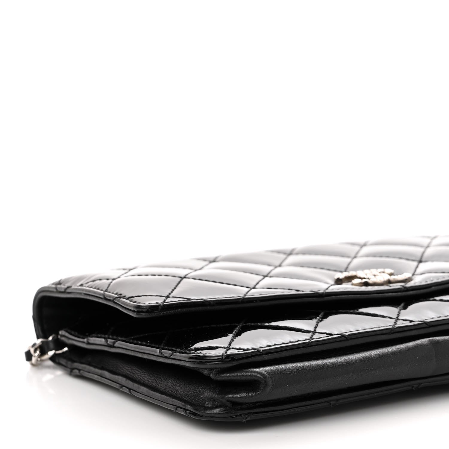 Chanel Patent Quilted Brilliant Wallet On Chain WOC Black 10 of 11