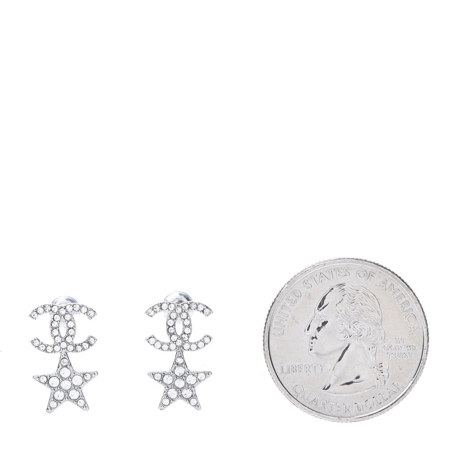 Crystal CC Star Earrings Silver