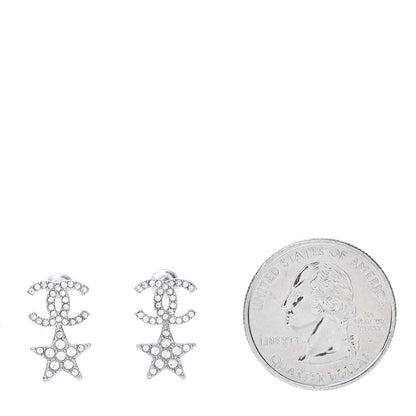 Chanel Crystal CC Star Earrings Silver 2 of 5
