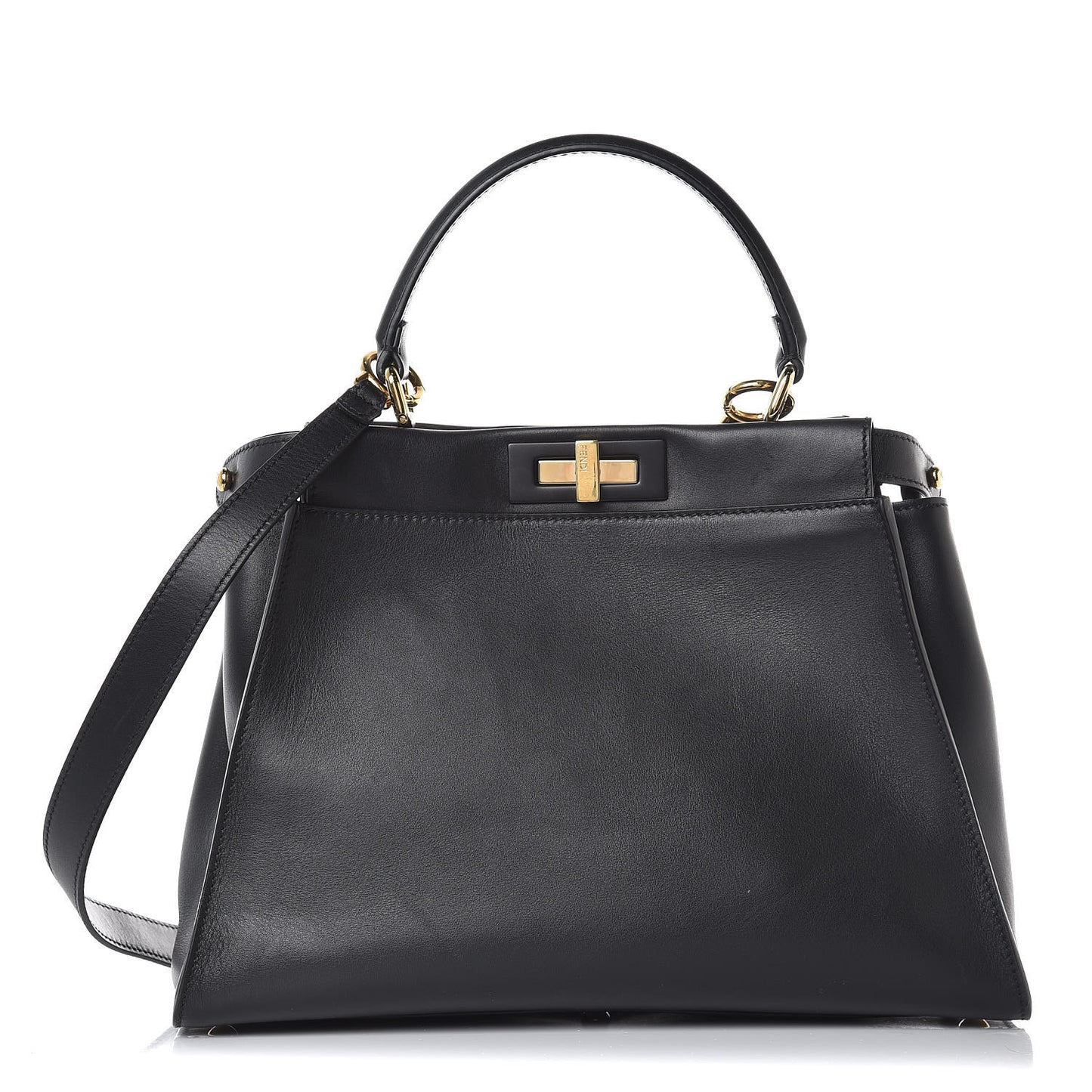 Vitello Seta Shiny Nappa Medium Peekaboo Iconic Satchel Black