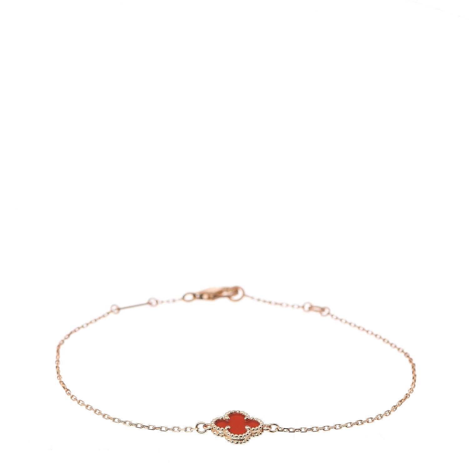 Van Cleef & Arpels 18K Rose Gold Carnelian Sweet Alhambra Bracelet 1 of 4
