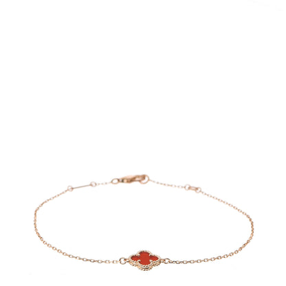 Van Cleef & Arpels 18K Rose Gold Carnelian Sweet Alhambra Bracelet 1 of 4