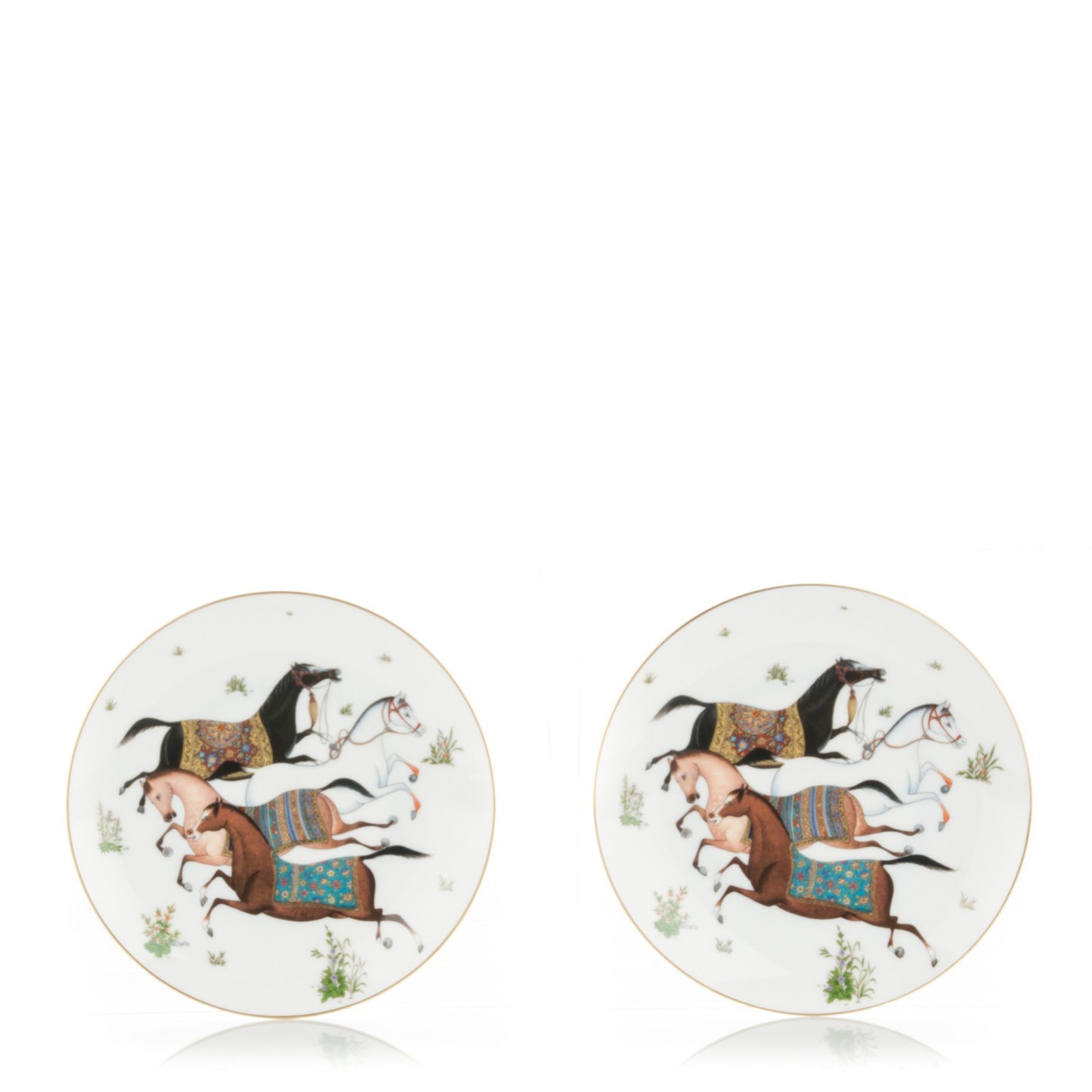 Porcelain Cheval D'Orient Dessert Plate Set of 2