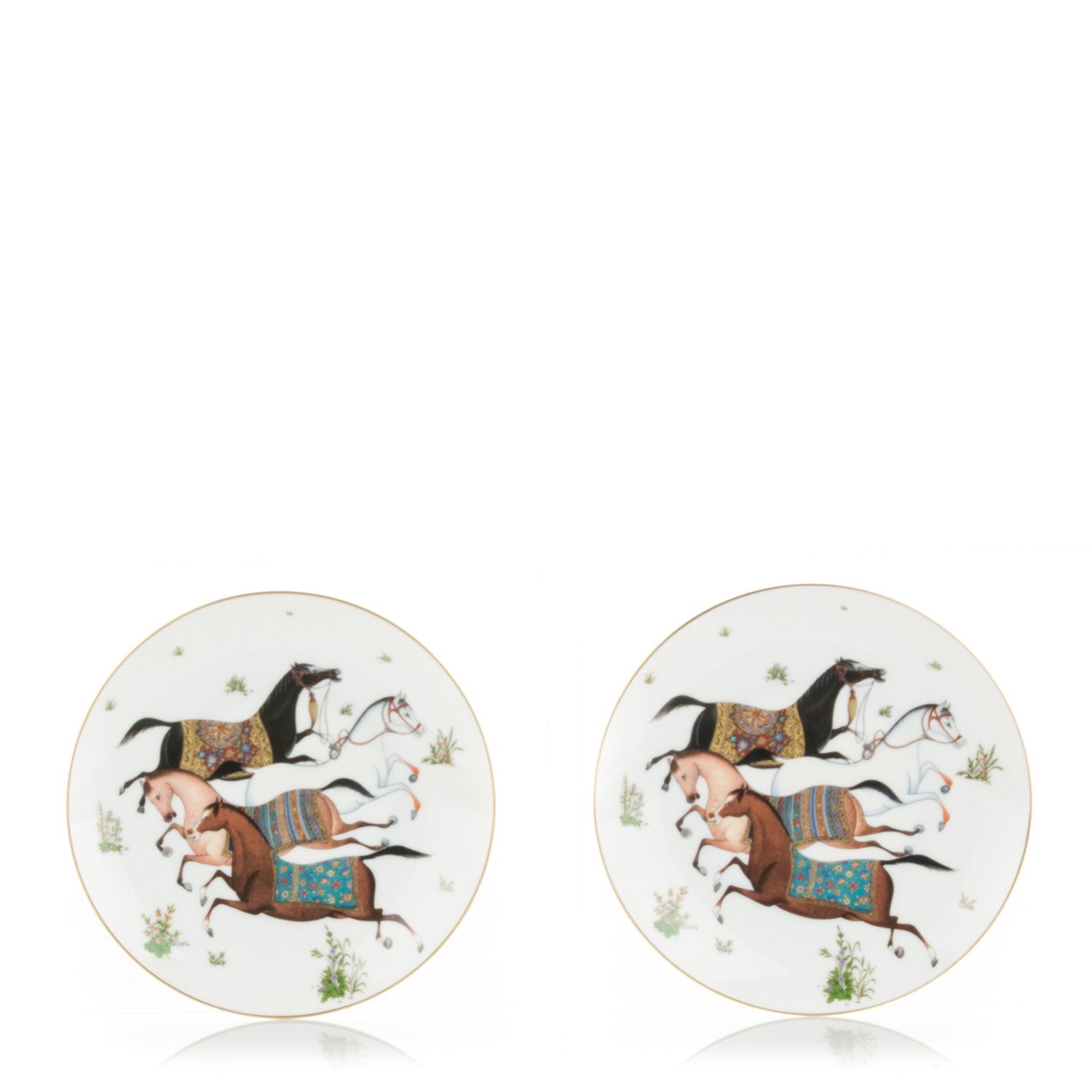 Hermes Porcelain Cheval D'Orient Dessert Plate Set of 2 1 of 5