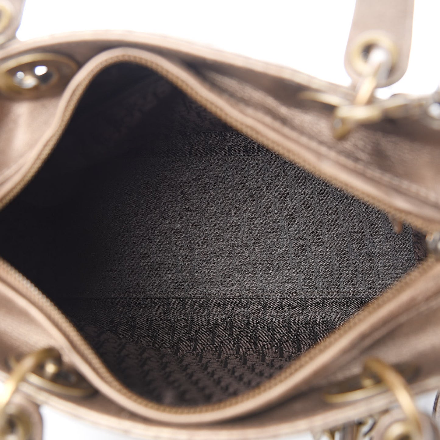 Metallic Lambskin Cannage Medium Lady Dior Bronze