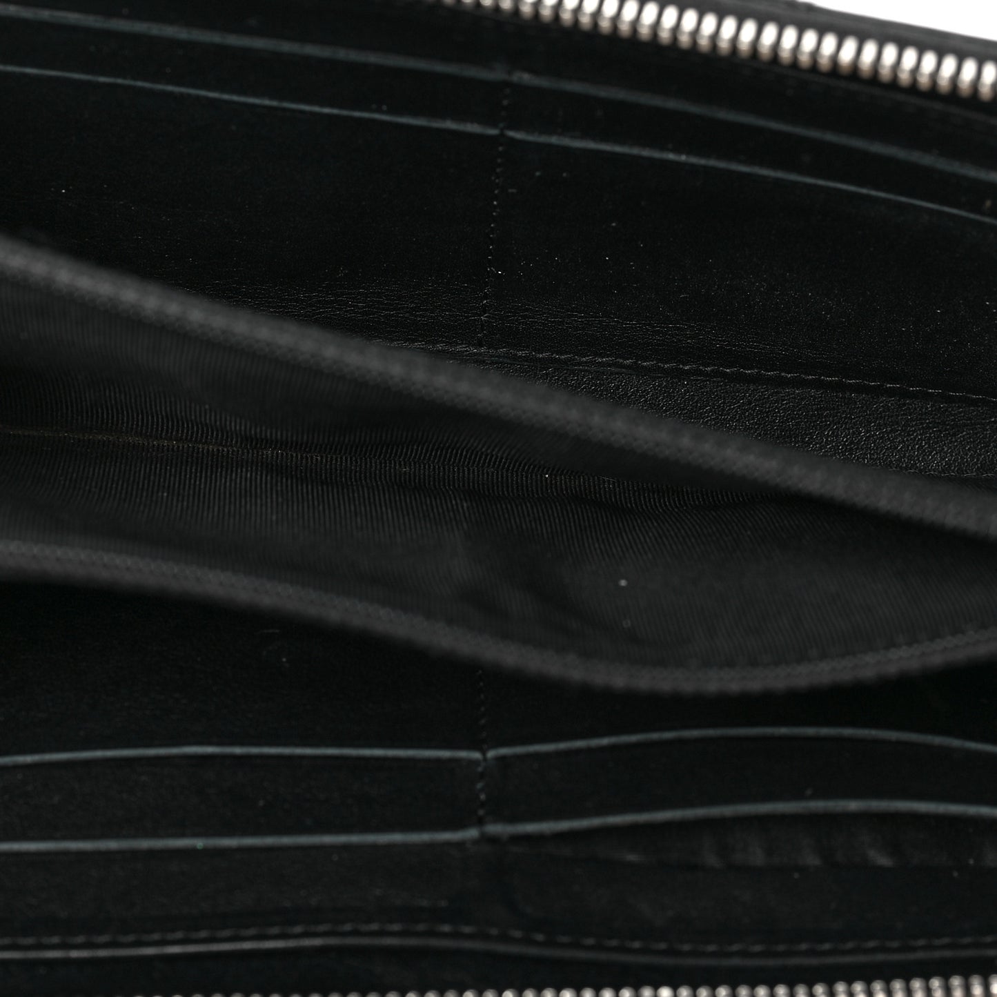 Patent Quilted Zip Around Wallet Black
