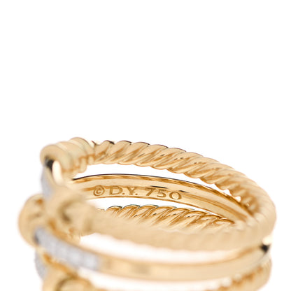 David Yurman 18K Yellow Gold Diamond Petite Helena Wrap Three Row Ring 54 6.75 4 of 5