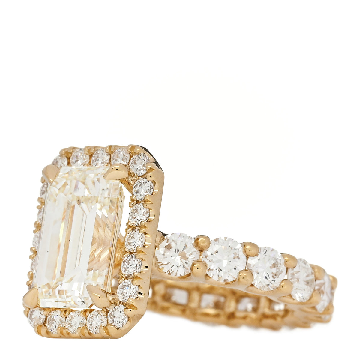 Parker & West by FASHIONPHILE 18K Yellow Gold Diamond 4.94ct Emerald Cut Halo Engagement Ring 51 5.75 3 of 9