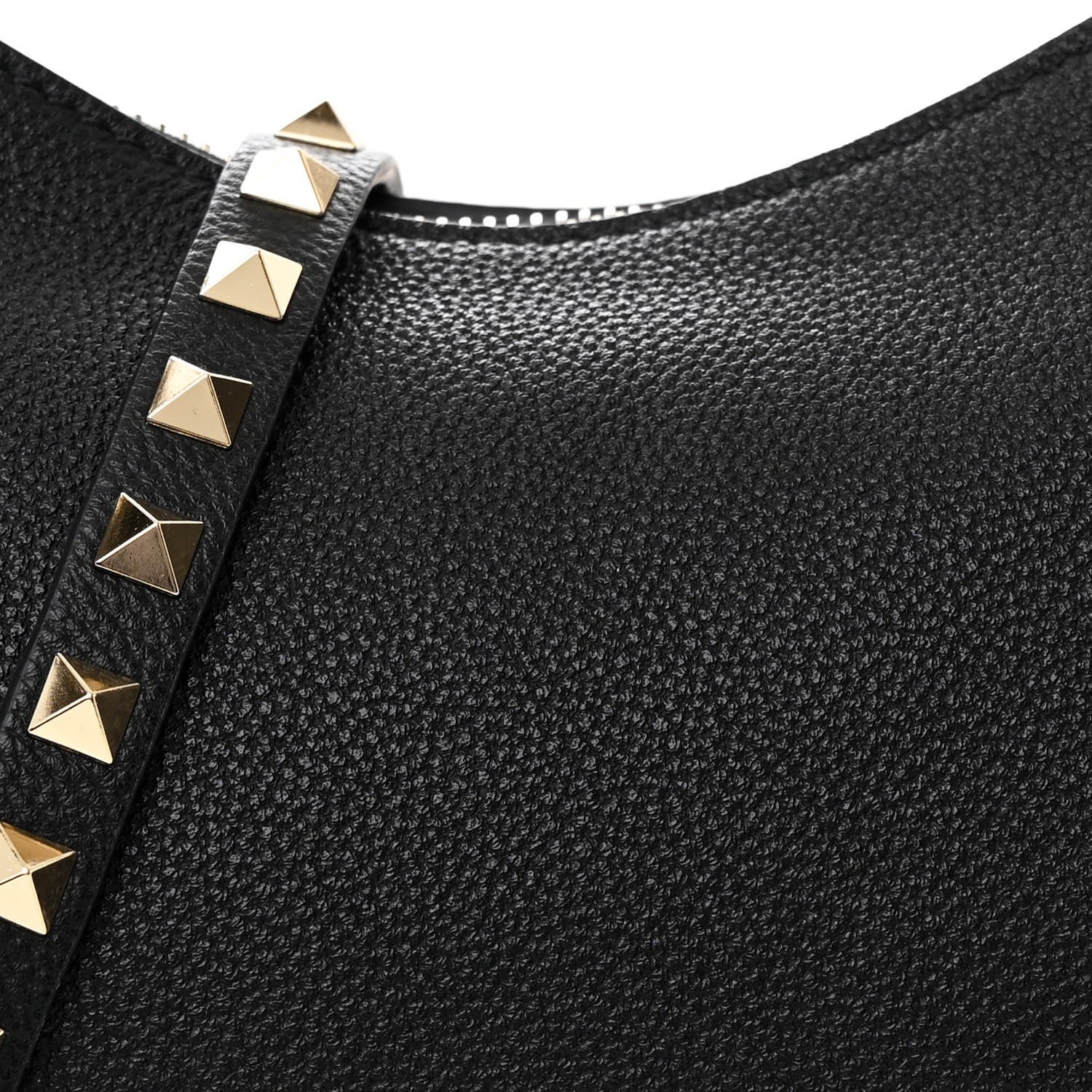 Valentino Garavani Grained Calfskin Rockstud Hobo Bag Black 7 of 9