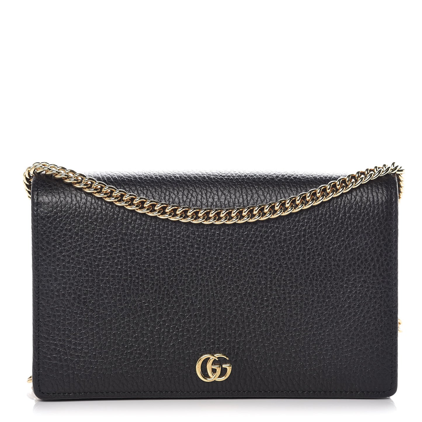 Calfskin Mini GG Marmont Chain Wallet Black