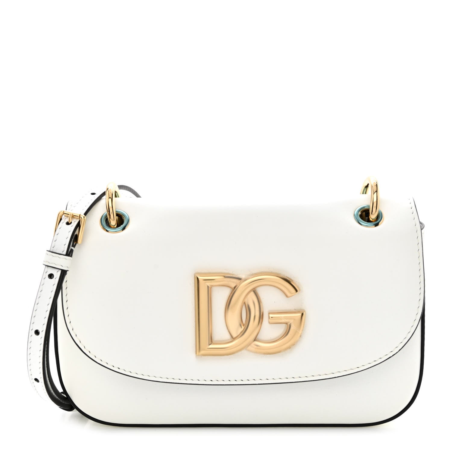 Dolce & Gabbana Calfskin 3.5 Flap Crossbody Bag White 1 of 9