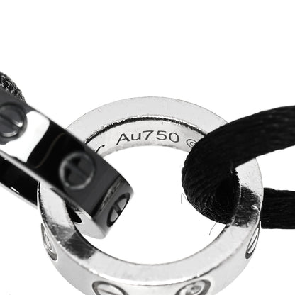 Cartier 18K White Gold Ceramic 4 Diamond LOVE Cord Bracelet Black 4 of 6