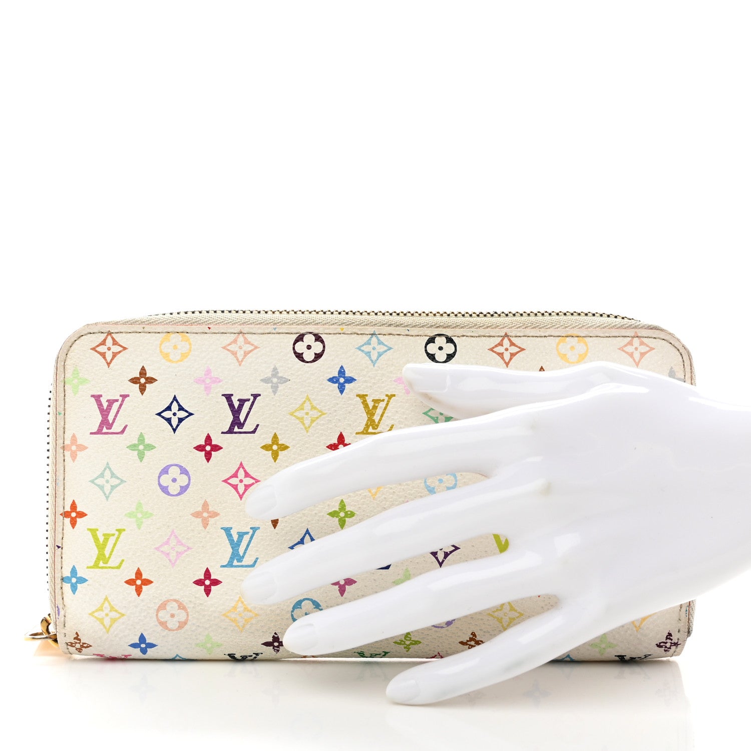 Louis Vuitton Monogram Multicolor Zippy Wallet White Litchi 2 of 10