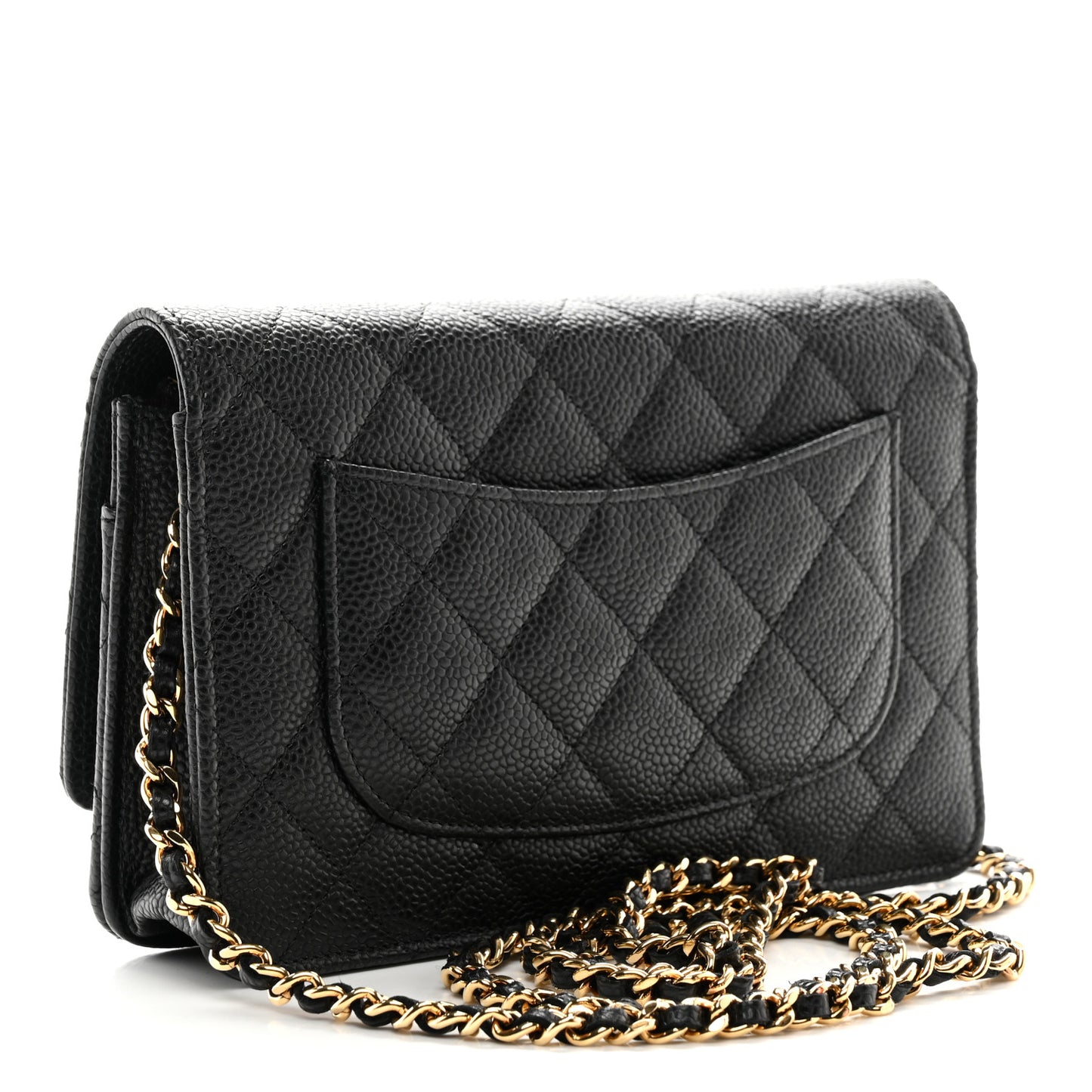 Caviar Quilted Wallet on Chain WOC Black