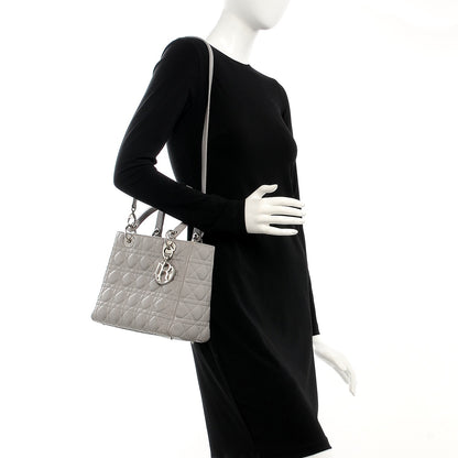 Christian Dior Lambskin Cannage Medium Lady Dior Grey 2 of 8