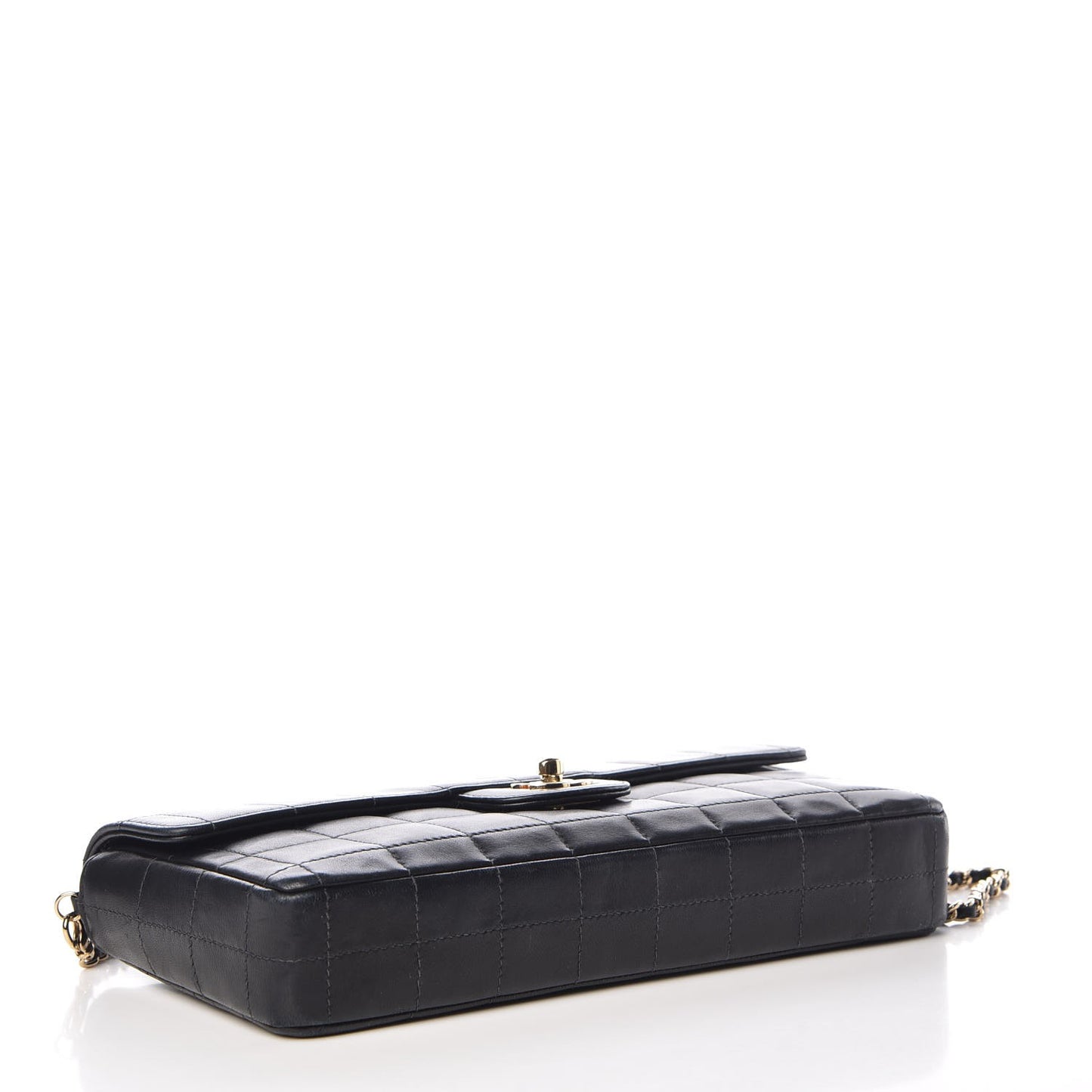 Lambskin East West Chocolate Bar Flap Black