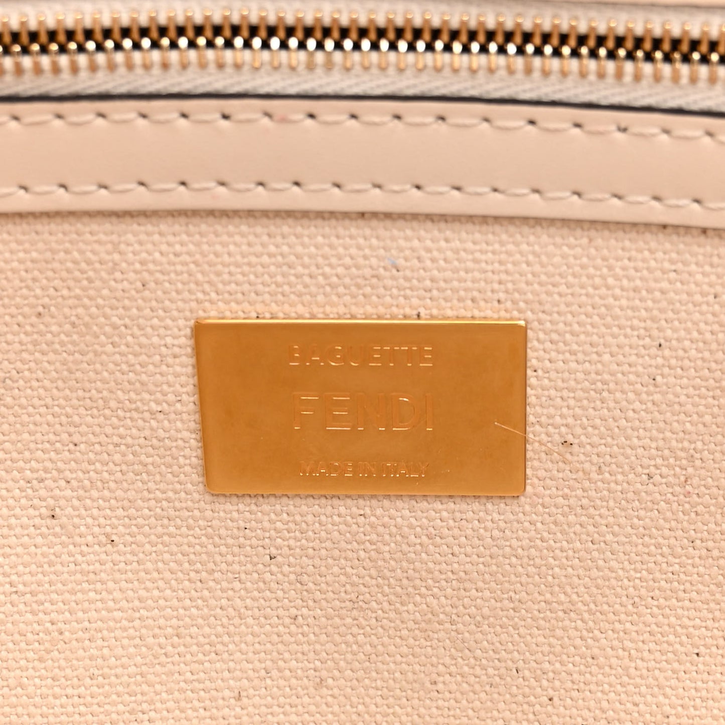 Canvas Vitello Seta FF Multicolor Embroidered Baguette Grezzo Multicolor Latte