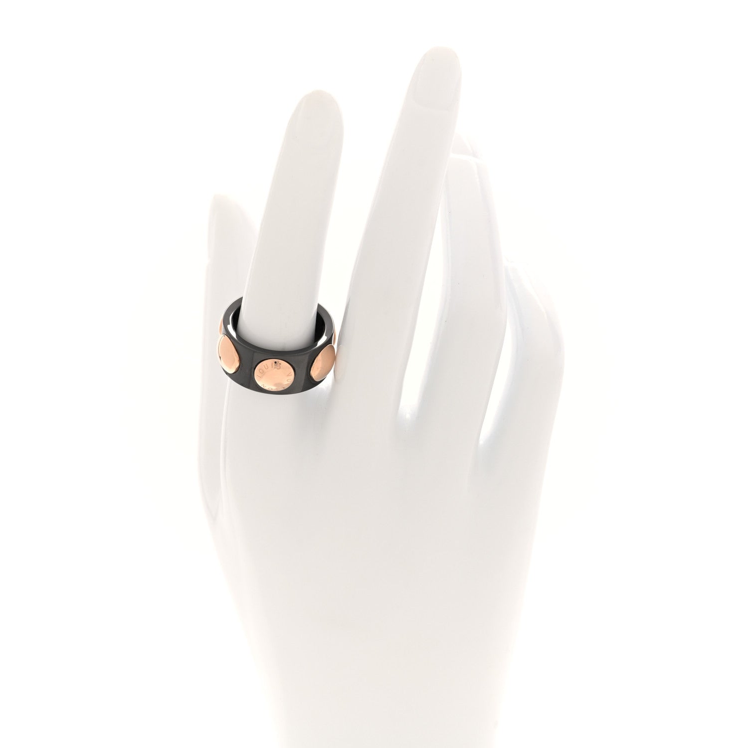 Louis Vuitton 18K Pink Gold Ceramic Grandberg Ring 57 8 2 of 4