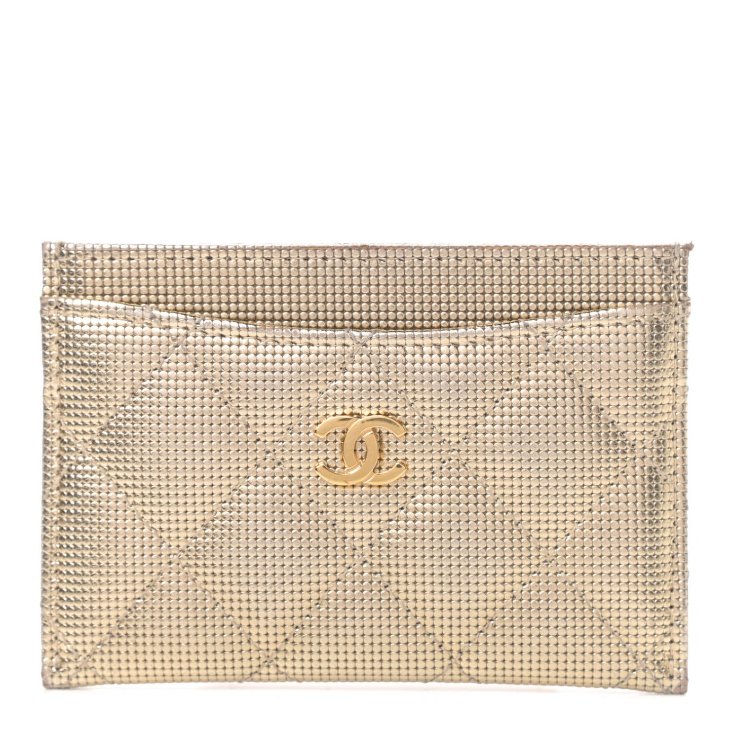 Metallic Calfskin Pixel Effect Card Holder Gold