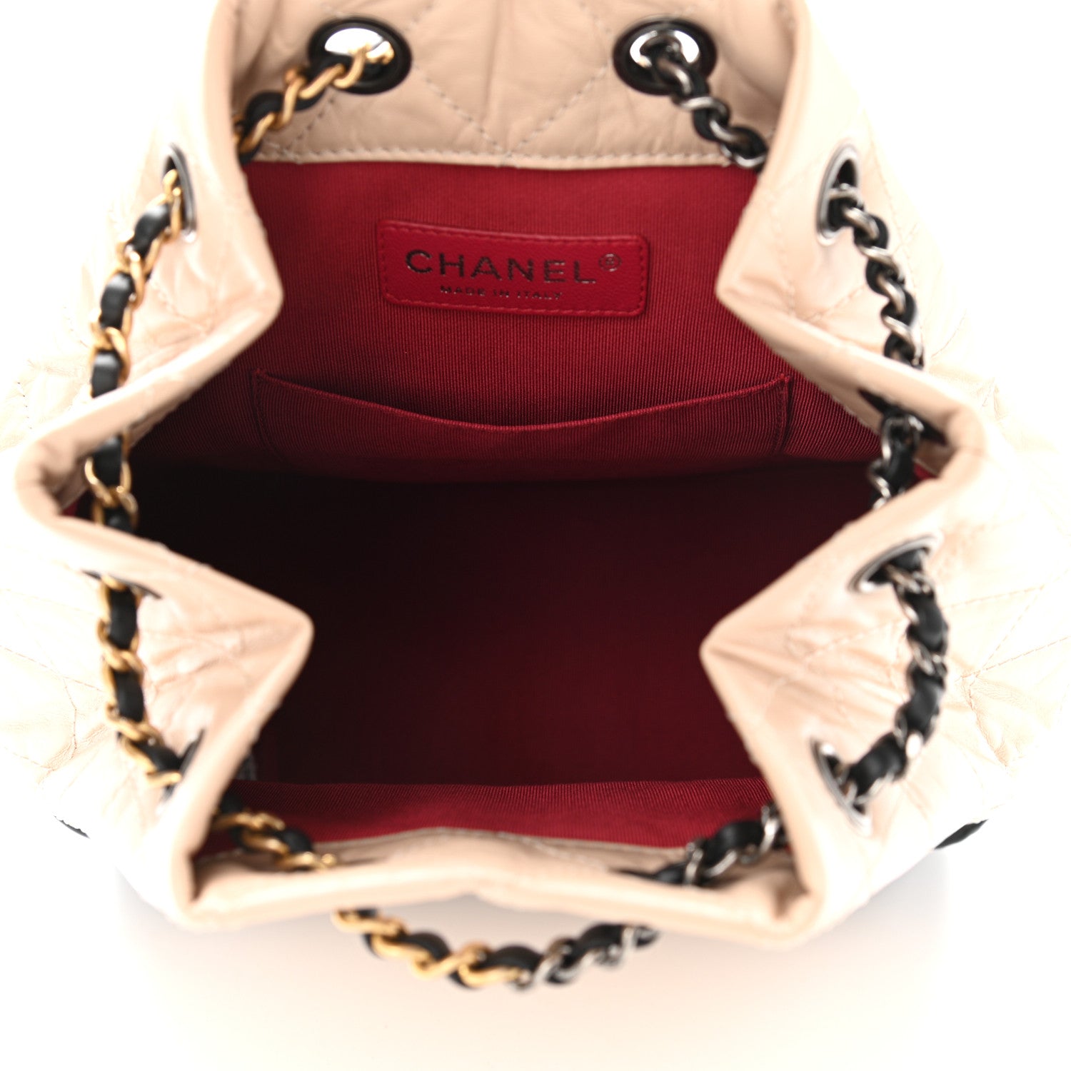Chanel Aged Calfskin Quilted Small Gabrielle Backpack Beige Black 5 of 14