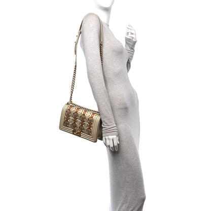 Chanel Metallic Lambskin Medium Golden CC Boy Flap Dark Gold 2 of 16