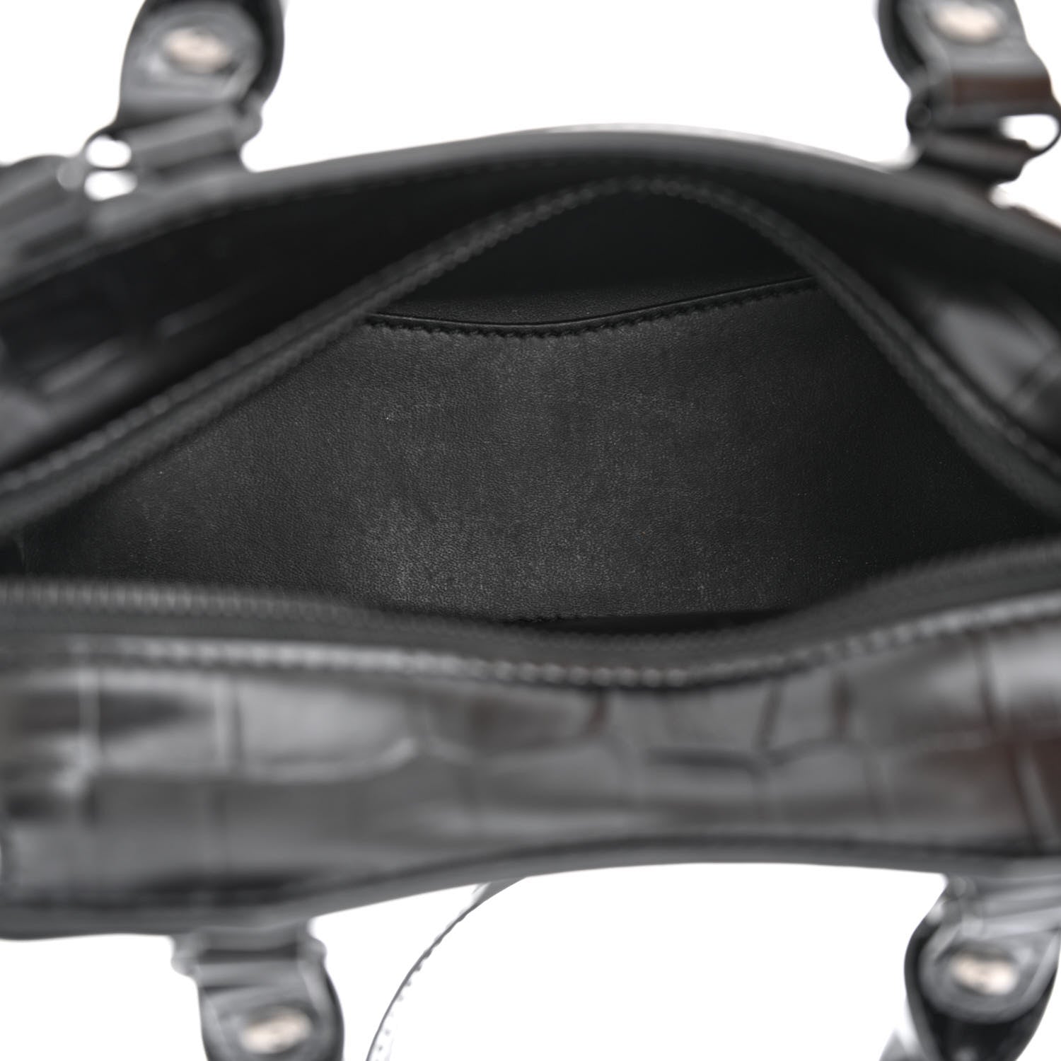 Balenciaga Semi Shiny Calfskin Crocodile Embossed Neo Classic Black Hardware Mini City Black 5 of 12