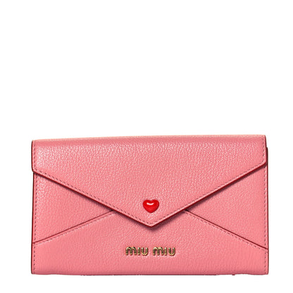 Miu Miu Goatskin Madras Love Envelope Wallet Rosa 2 of 16