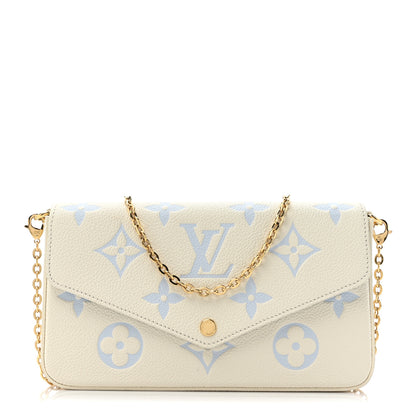 Louis Vuitton Empreinte Monogram Giant By The Pool Felicie Pochette Chain Wallet  Latte Candy Blue 1 of 12