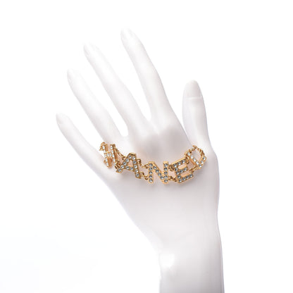Chanel Metal Crystal 90's Icon Logo Bracelet Gold 2 of 4