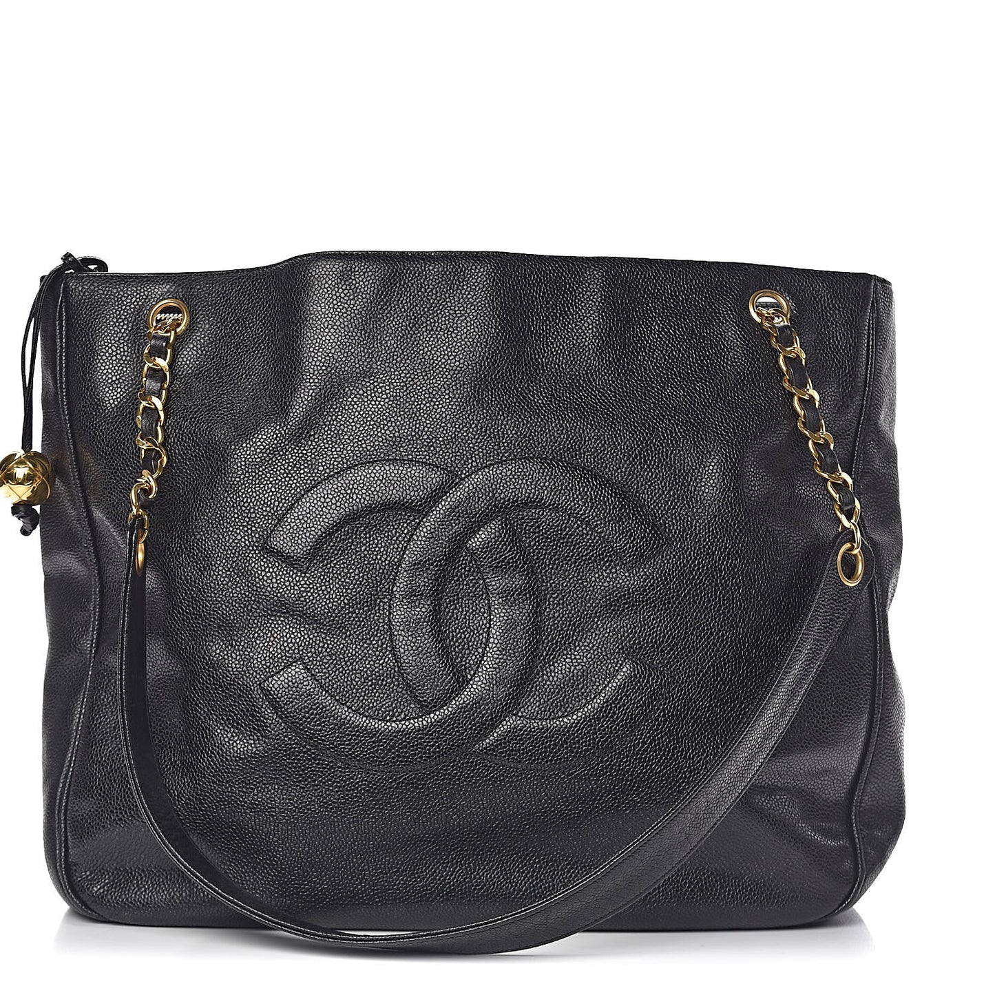 Caviar Large CC Shoulder Bag Black