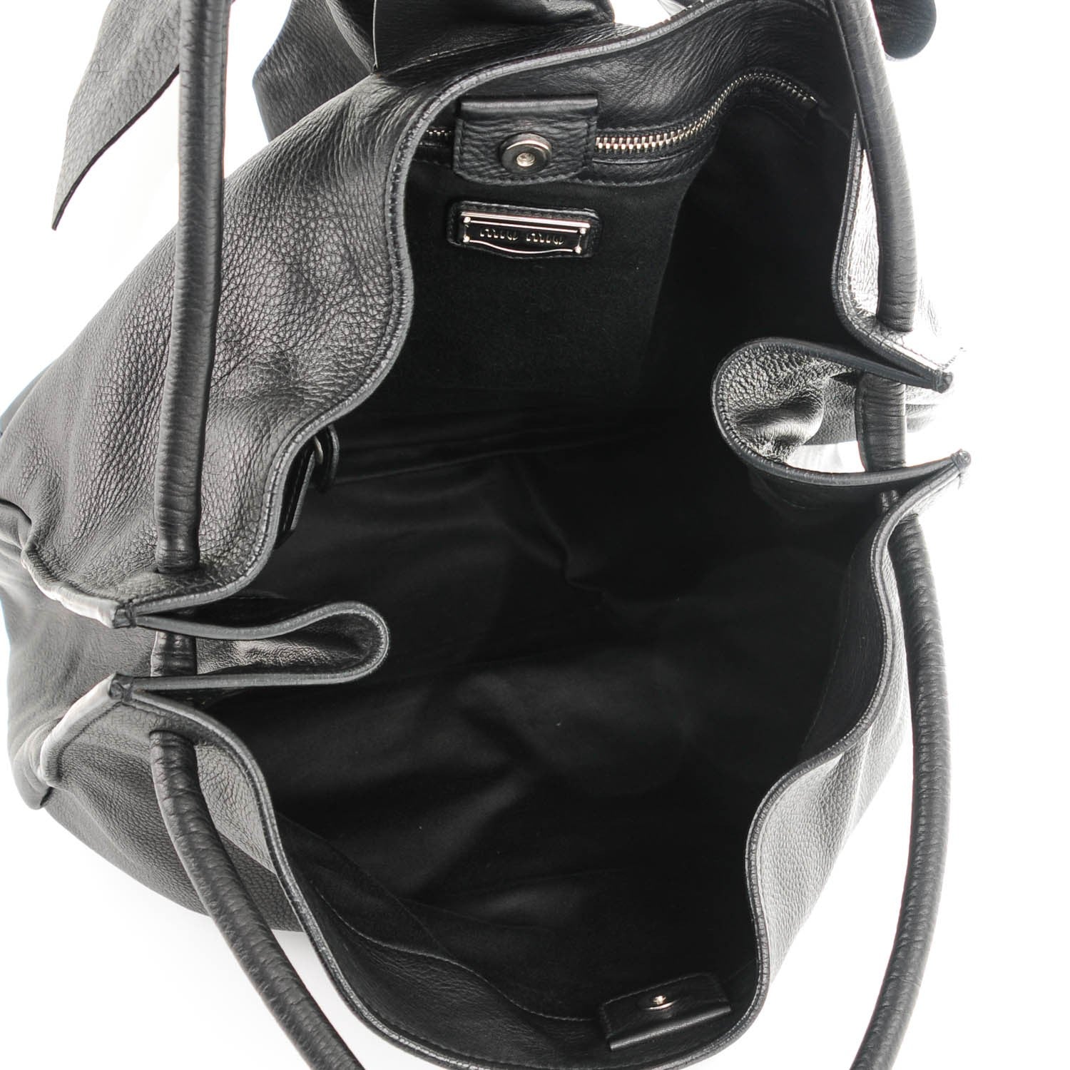 Miu Miu Vitello Bow Hobo Nero Black 5 of 7